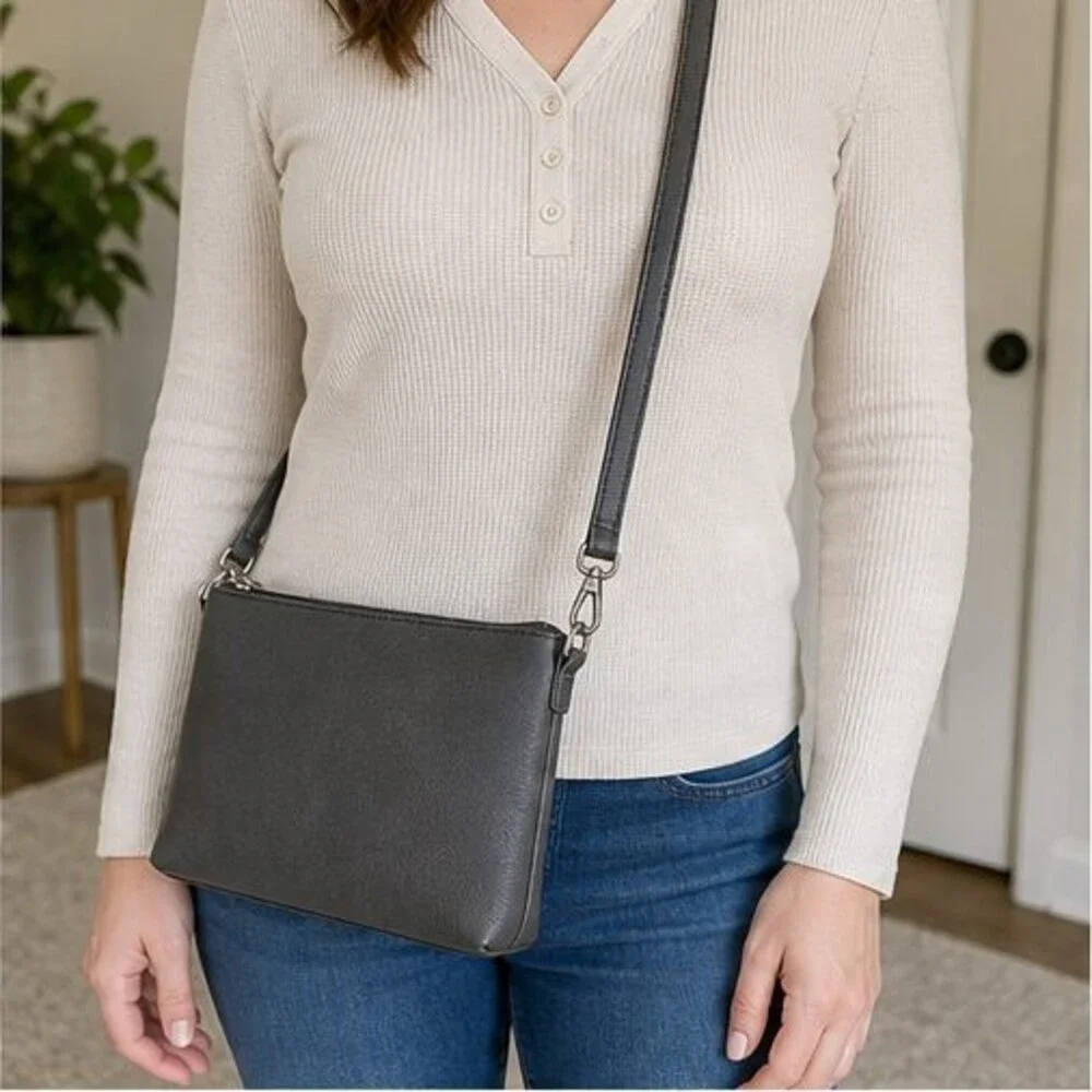 Charcoal Faux Leather Bag